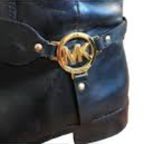 Michael Kors Fulton Harness Riding Boots Pull On Tall Black Rain Snow Size 10 M - Picture 12 of 15